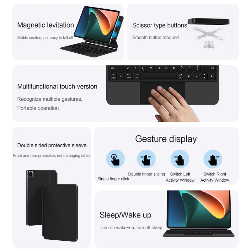 Магнитная Волшебная клавиатура для Xiaomi Pad 5 Pro 11 &quotMi MiPad Smart Case TrackPad Touch с подсветкой
