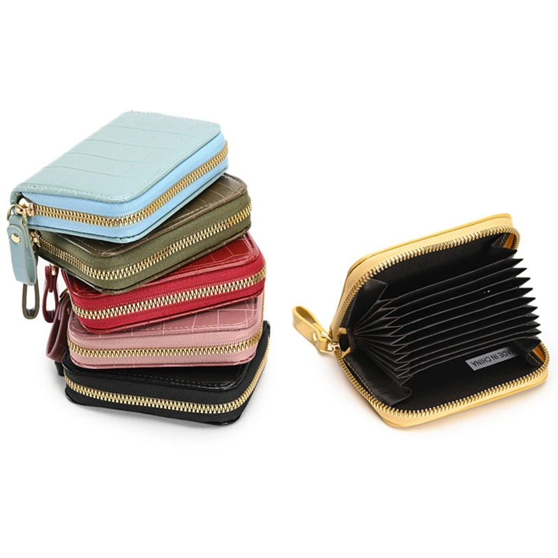 

New Leather Stone Grain Ladies Coin Purse Anti-theft Credit Card Holder Multi-card ID Card Holder Coin Wallets