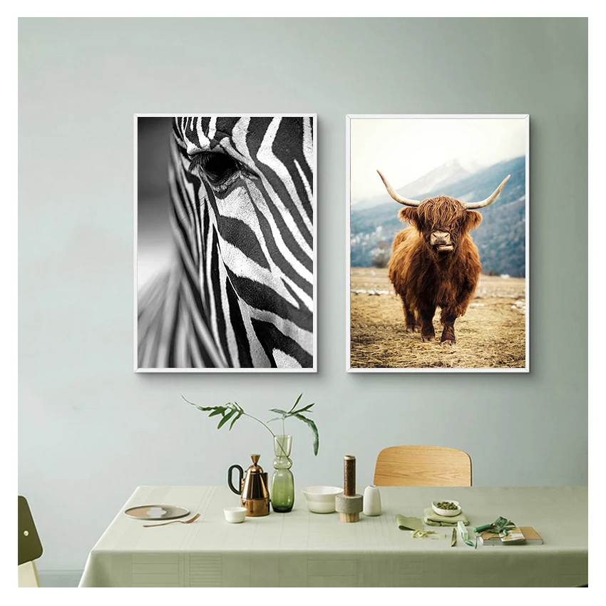 Настенный художественный постер африканское животное лев зебра корова печать на