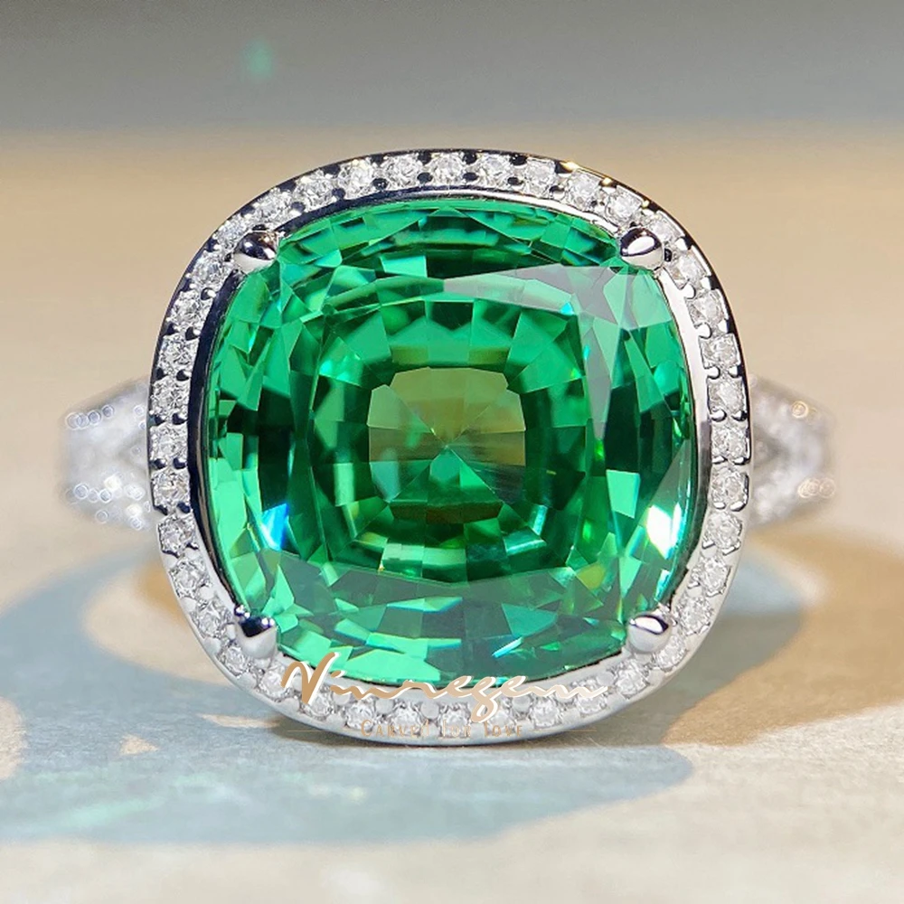 Vinregem 12 мм 10 карат изумрудный сапфир высокоуглеродистый бриллиант драгоценный