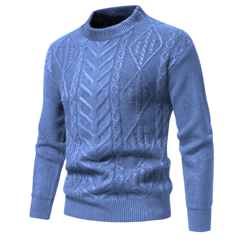 

6 colors! Autumn and Winter New Casual Splicing Round Neck Rib Knitted Jacquard Design for Men's Long Sleeves