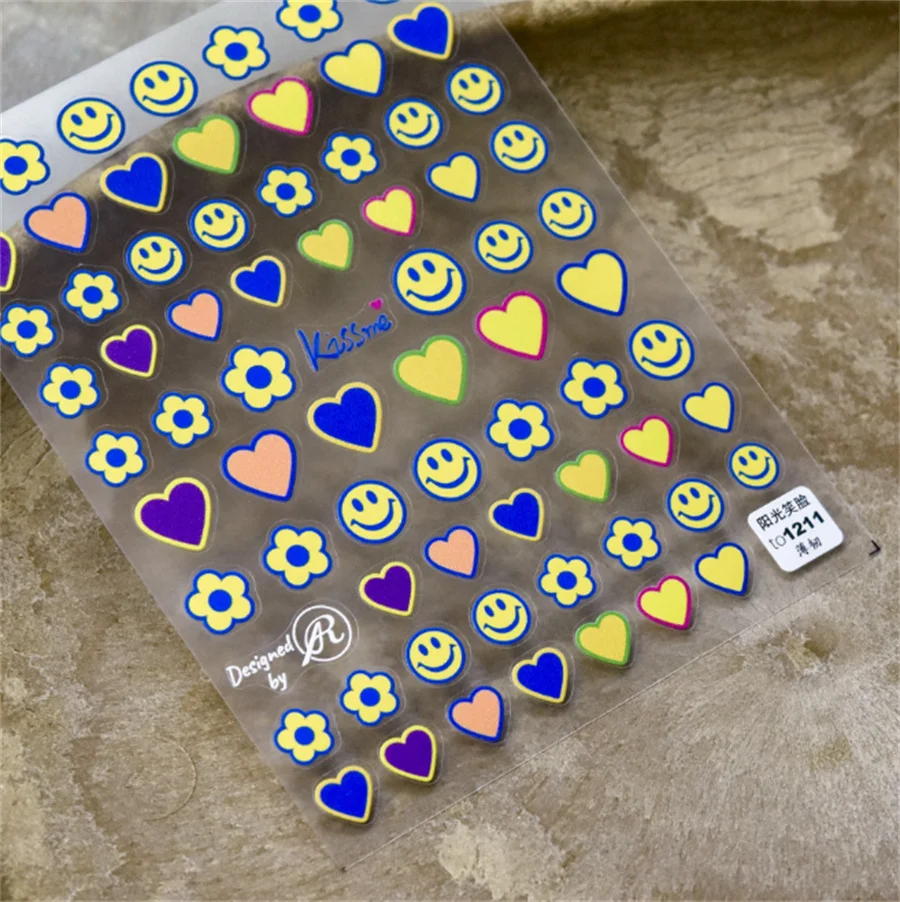 

Nail Sticker 5d Smiley Heart Letter Flower Cloud Moon Nail Art Stickers Cute Decals DIY Maincure Japanese Accessories Spring