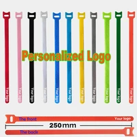 100pcslot 250mm personalized lodo cable ties adhesive fastener tape hook loop stick bulcker belt bundle wire line strap cord