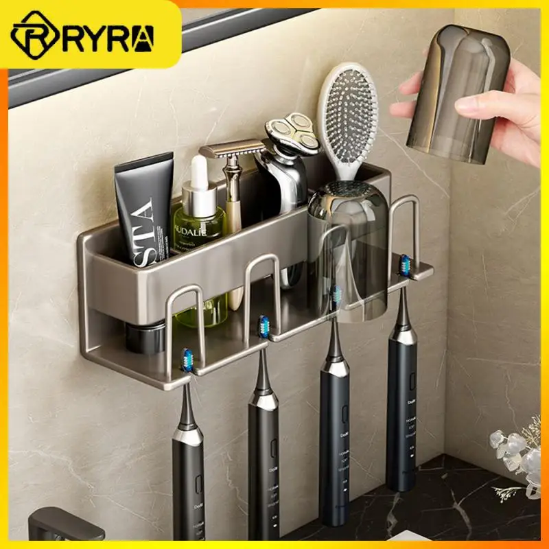 

1 Pcs Mouthwash Cup Shelf Punch-free Toothbrush Rack Non-perforated Tooth Cup Storage Rack Bathroom Supplies Household Universal