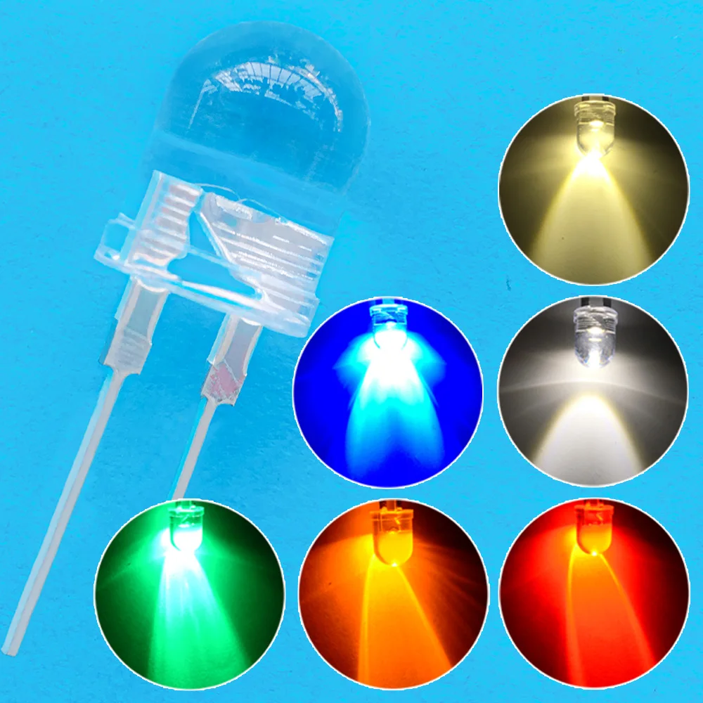 500pcs 10mm 0.5W White Red Green Blue Yellow Power Light Diode LED Lamp Bead Light-emitting Diodes Bulb Lamp MCD Green Product
