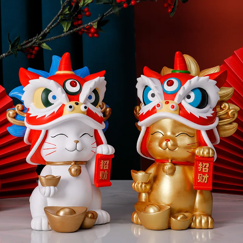 Запретный город танец льва Lucky Cat Домашний декор из смолы Подарки на открытие