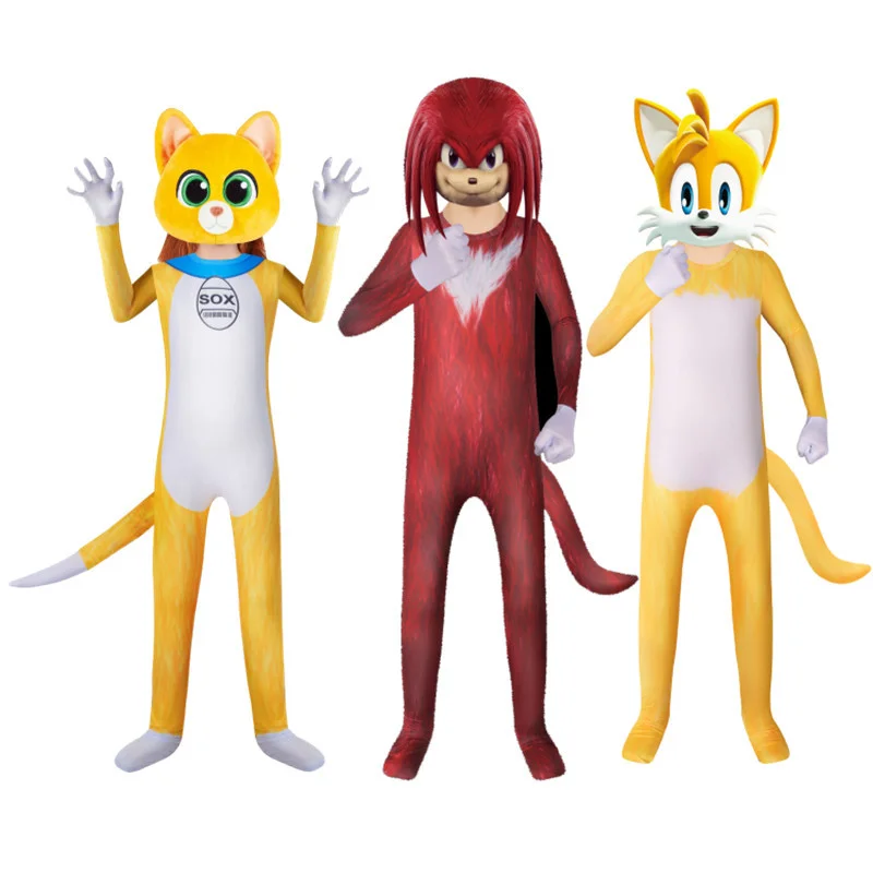 

Light Years Yellow Cat Cosplay Costume for Kids Halloween Party Rat Jumpsuit Knuckles Echidna Performance Clothes for Kids Mask