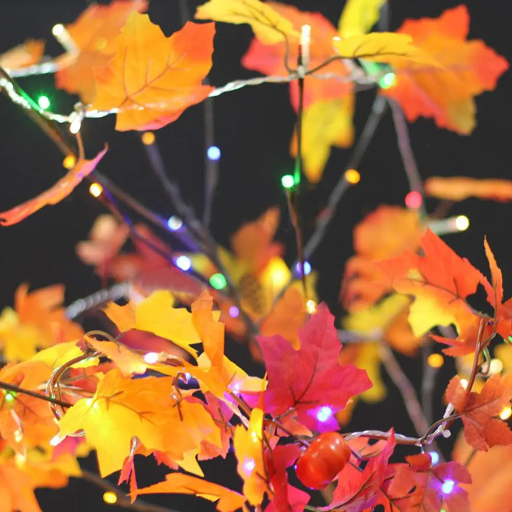 

Artificial Maple Leaf Leaves LED Light String Lantern Decoration Christmas Home Light Thanksgiving Halloween Party D2M2