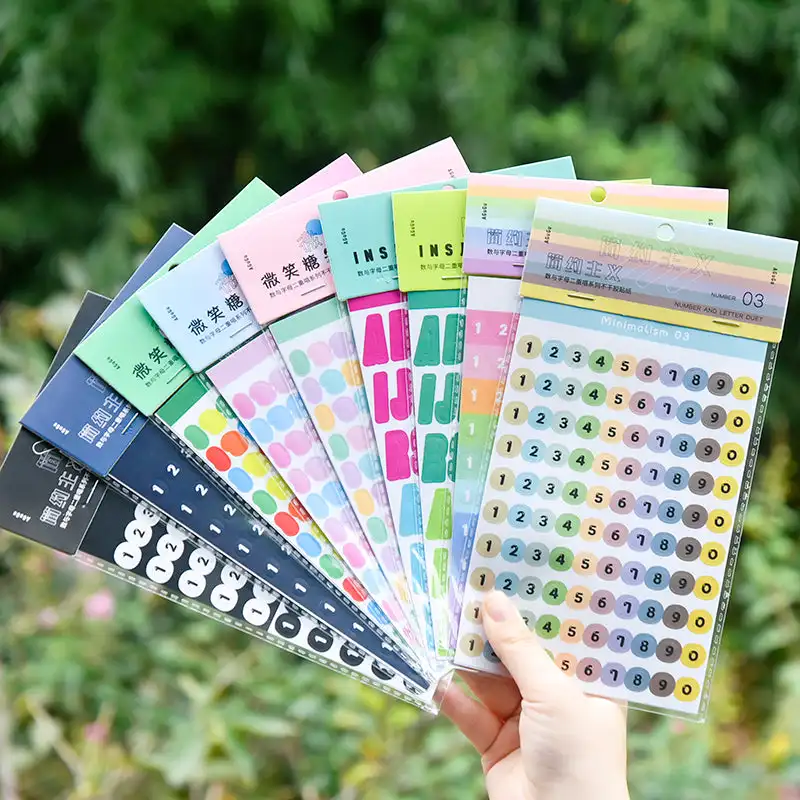 

2 Sheets Simple Number Alphabet Planner Stickers