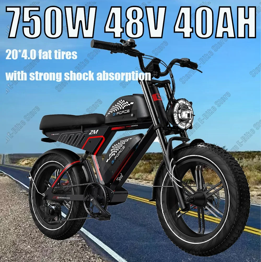 Электрический велосипед двигатель 750 Вт 48 В 40 Ач двойной аккумулятор 20*4 0 толстая