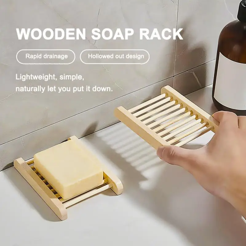 

Portable Soap Dishes Creative Natural Wood Bath Shower Plate Storage Handmade Home Bathroom Organizer Contracted Soap Tray Drain