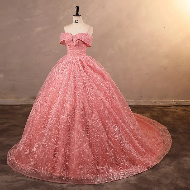 Изысканное розовое платье для вечеринки роскошное с блестками Quinceanera выпускного