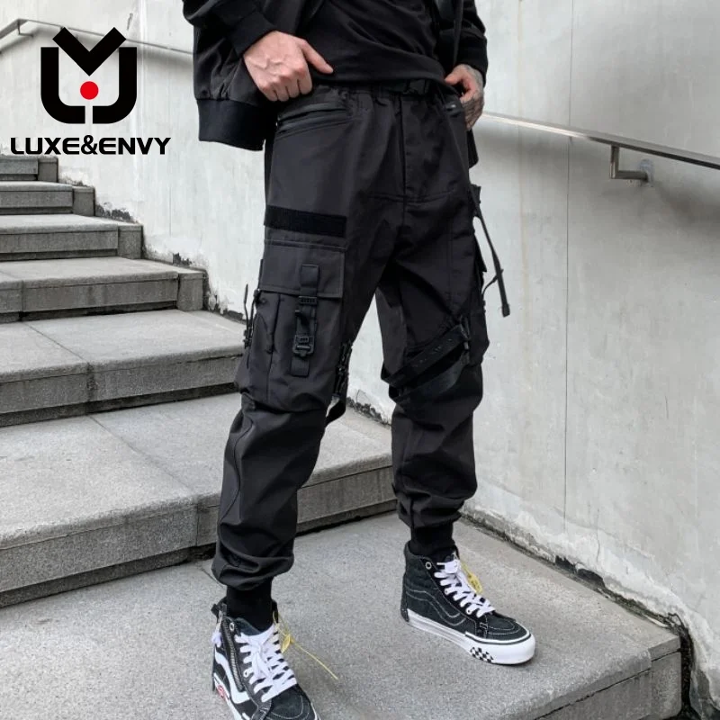 

LUXE&ENVY Autumn New Tide Chic Darkwear Style Overalls Men's Fashion Loose Casual Popular Pockets Pants