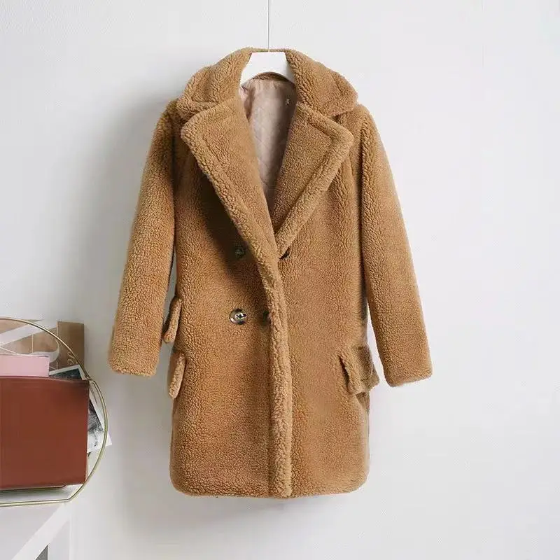 Elegant Womens Winter Warm Faux Fur Coats Thick Long Ladies Fur Teddy Jackets Turn Down Collar Overcoat Casaco Feminino S-4XL