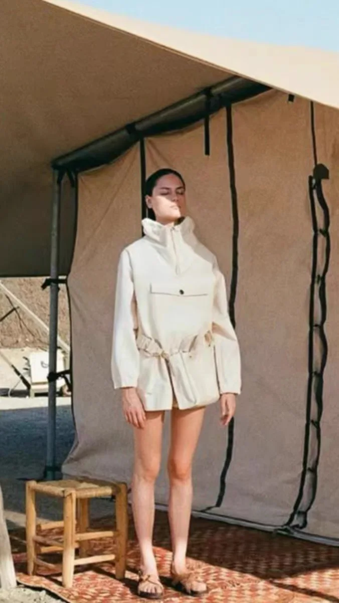 

2023 Fall Women's Pile Collar Long Sleeve Big Pocket Decoration Casual Canvas Shirt Hoodie