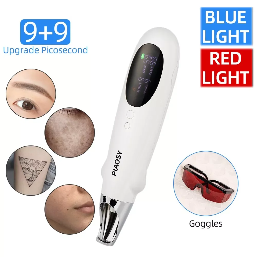 

9+9 Laser Picosecond Pen Tattoo Freckle Removal Mole Dark Spot Scar Treatment Machine Pigment Remover Red Blue Laser Pen