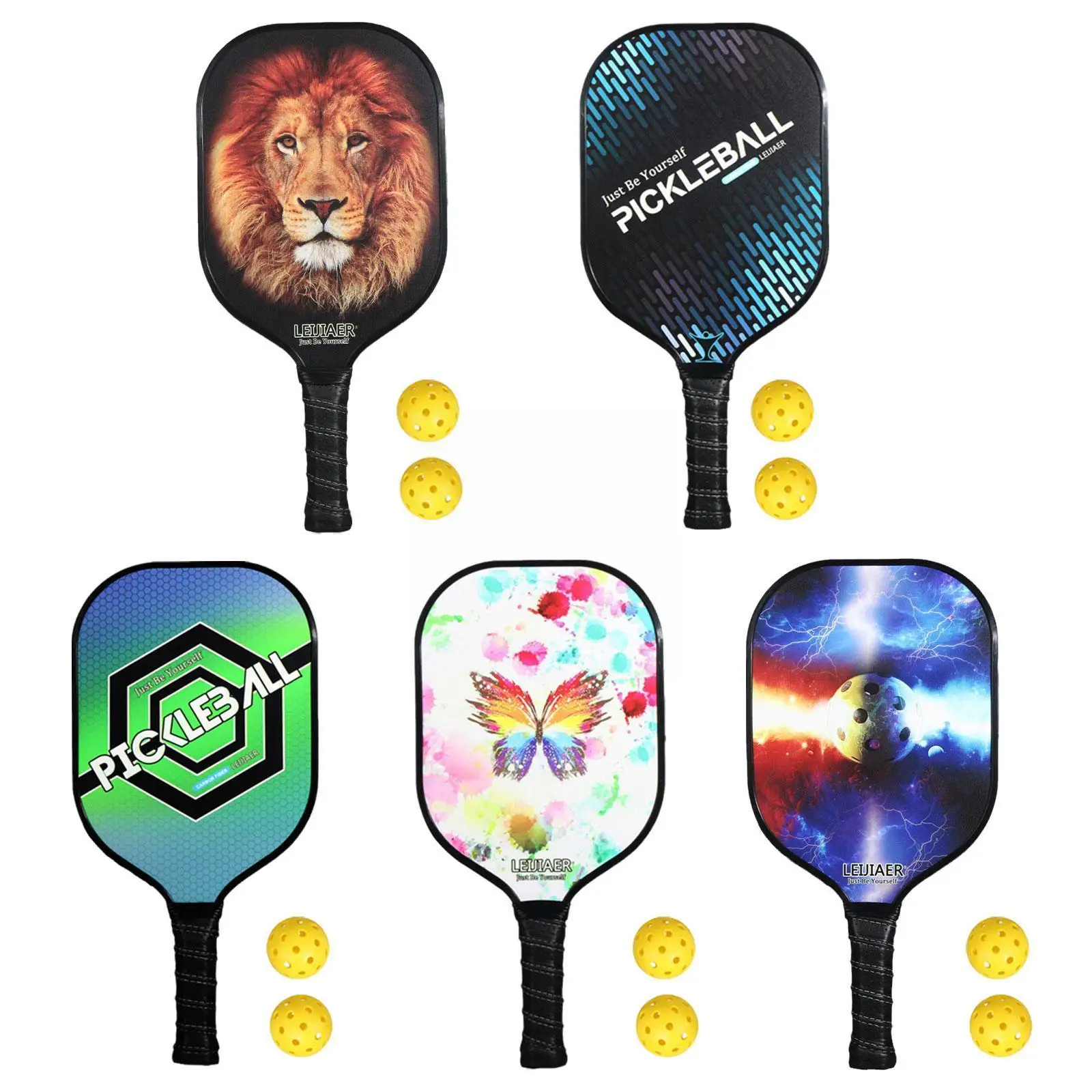

Wakdop Pickleball Paddle Racket Set Pickball Carbon With Ball Honeycomb 2 Composition Balls Fiber Core Sport Indoor PE Outd B7C5
