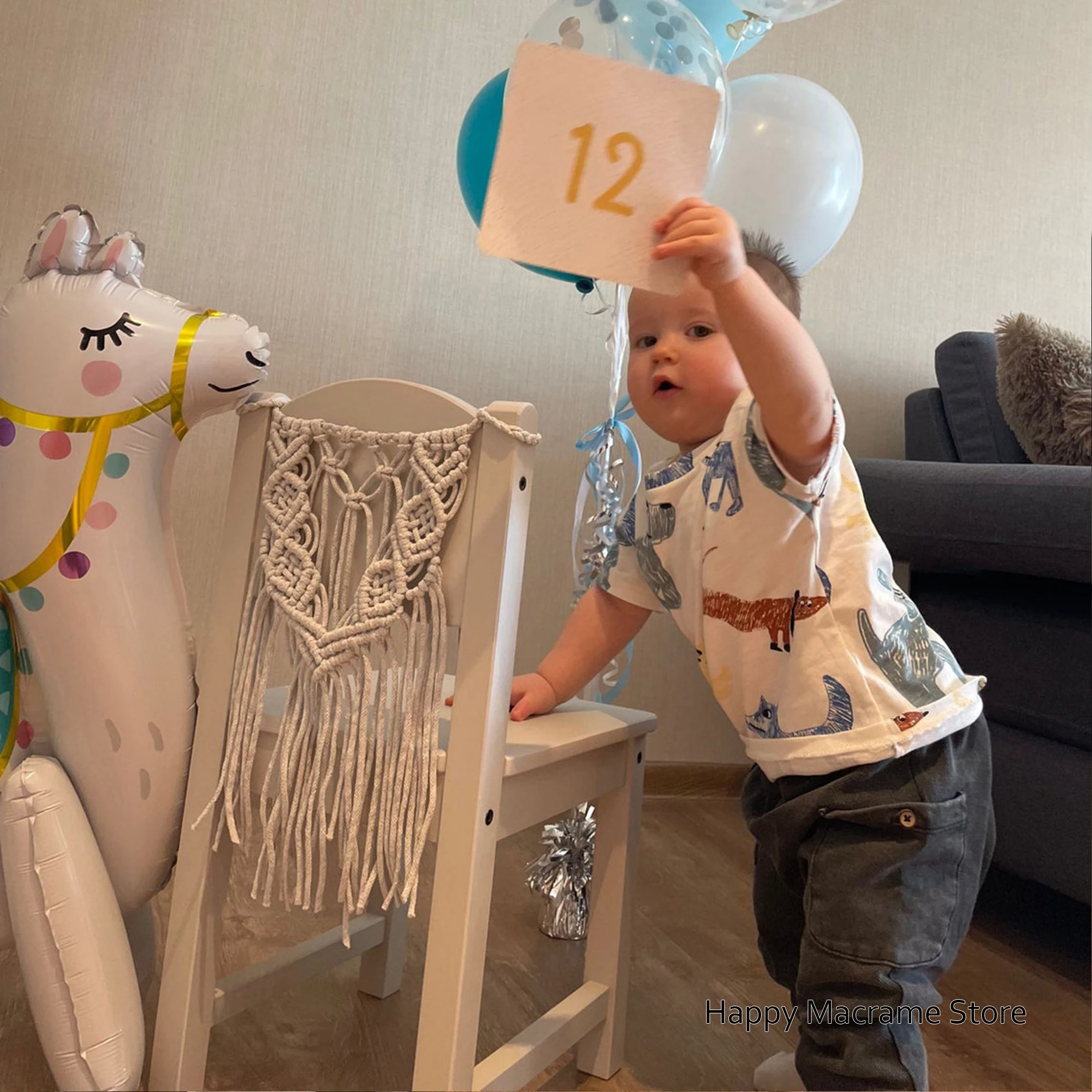 

Макраме, украшение на спинку стула, для детского дня рождения, для празднования детской комнаты, праздничный детский чехол на стул, Настенная гирлянда в детской комнате