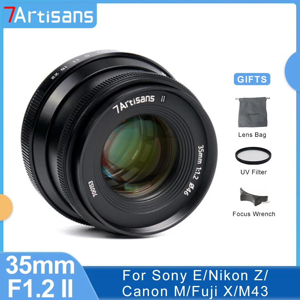 Объектив для портретной камеры 7 Artisans artisans Размеры 35 мм F1.2 II MF Fuji X/Sony E/Canon APS-C/M4/3 Nikon