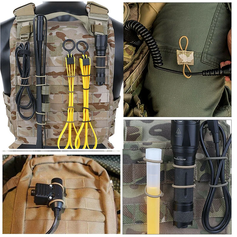 Tactical Bag Vest Accessories Molle System Sling Adapter Buckle PTT Fixed Strap For Hunting Camping Airsoft Retainer Antenna 3PC