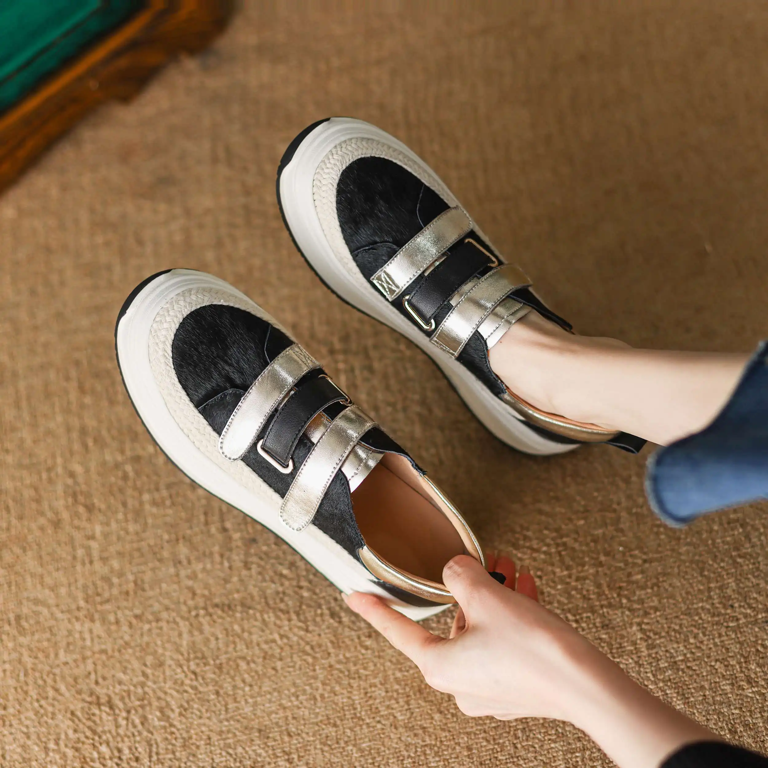 Туфли Lanxuryee женские на толстой подошве Вулканизированная подошва высокий каблук