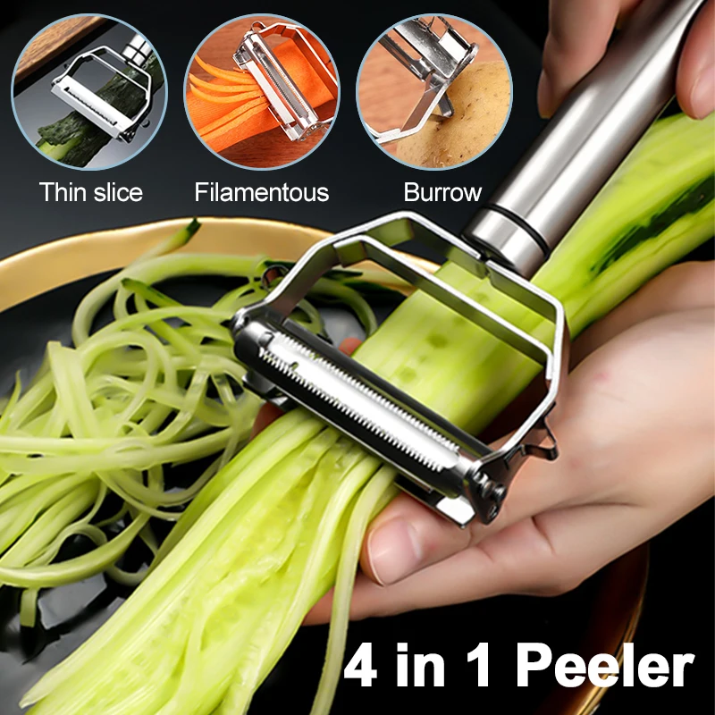 

Kitchen Vegetable Peeler Stainless Steel Melon Planer Potato Carrot Cucumber Grater Fruit Cutter Multiple-Function Peeler