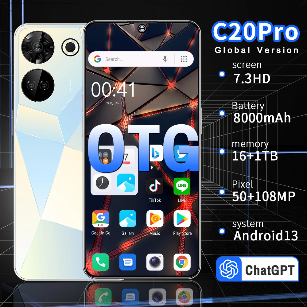

Смартфон C20 Pro, Android, 16 ГБ + 1 ТБ, 7,3 дюйма, HD-экран, 8000 мАч, две SIM-карты, стандартный смартфон, десять ядер, мобильные телефоны
