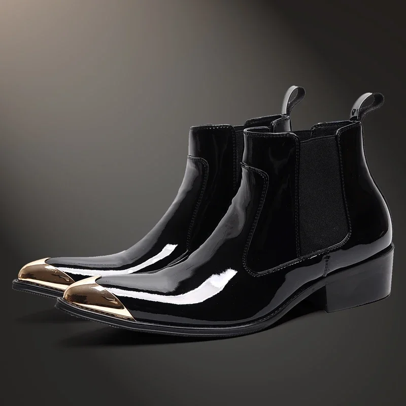 Мужские модные ботинки челси из лакированной кожи роскошные удобные мужские