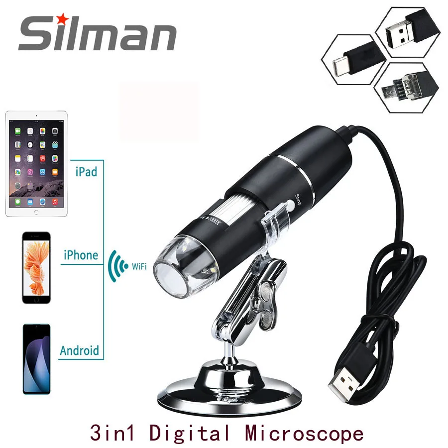 500X/1000X/1600X цифровой микроскоп камера 3 в 1 USB Type-C портативный электрон для пайки Φ