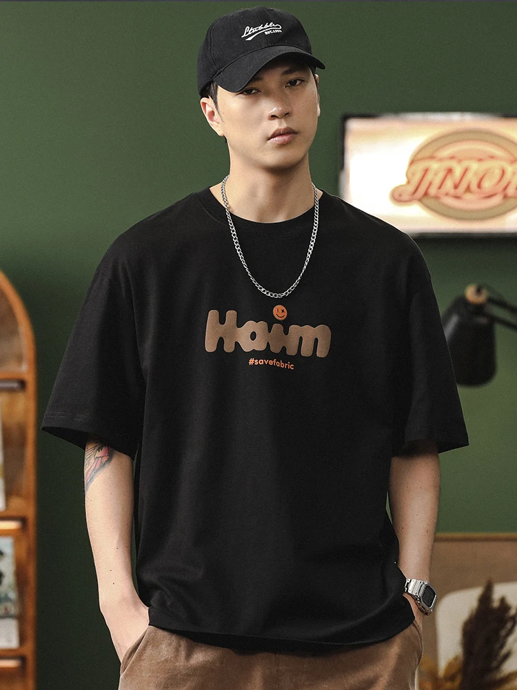 Футболка мужская из чистого хлопка с коротким рукавом свободного покроя