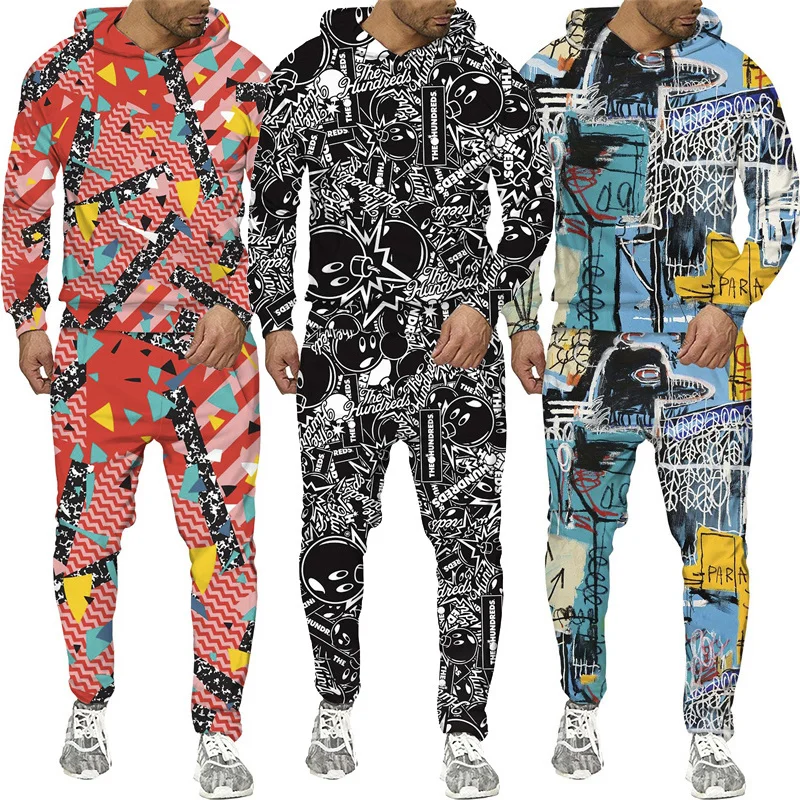 NEW Funny Cartoon Abstract 3D Print Tracksuit Men/Women Hoodie+Pants Jogging Set Couple Outfits Hip Hop Streetwear Clothing Suit images - 6