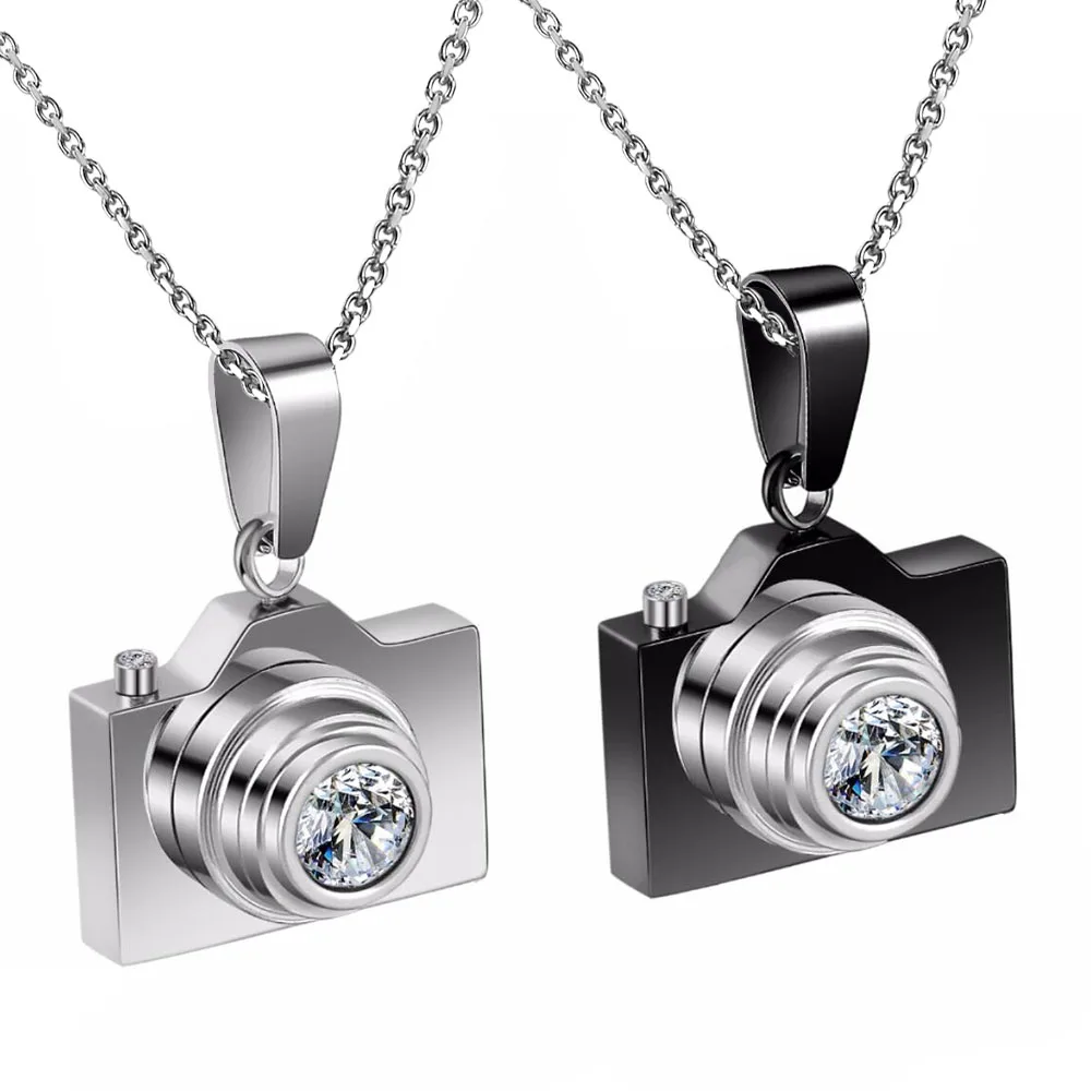 

Fashion Stainless Steel Camera Pendants Necklaces Jewelry for Men Women Dropship