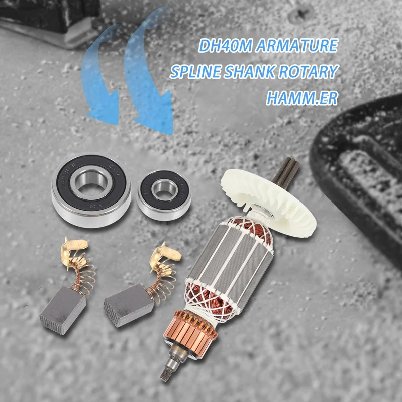 Замена якоря ротора 220 В для Hitachi 360591 E DH40MRY DH40M DH40MR DH40SR DH40FR Перфоратор с шлицевым
