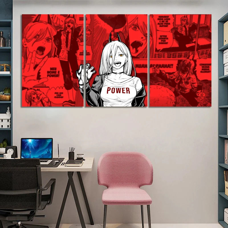 

Tatsuki Fujimoto Chainsaw Man Girl Anime 5/3 PCS Canvas Painting Decor Wall Art Pictures Bedroom Room Decoration Prints Poster