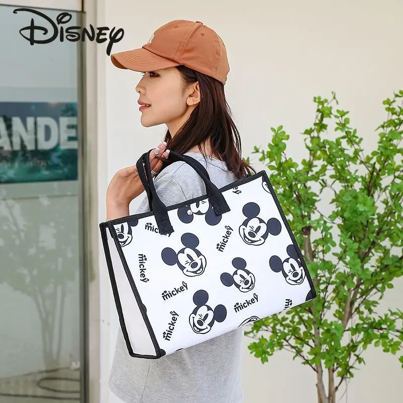 Disney Mickey New Women's Shoulder Bag Fashion High Quality Handbag Cartoon Casual Large Capacity Environmental Shopping Bag