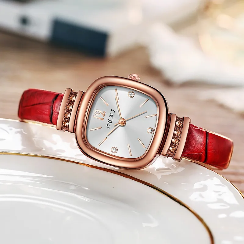 

Casual Female Square Shaped Wristwatch Leather Paint Simple Designer Ladies Clock Women Dress Luxury Quartz Crystal Watch