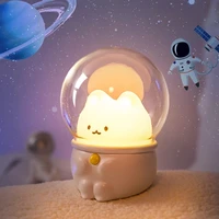led night light space capsule cute cat rabbit lamp dreamy lights eye protection desk light kawaii bedside lamp bedroom decor luz