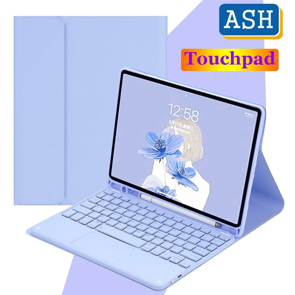 ASH Touchpad Wireless Keyboard Case For Samsung Tab S8+ S7 Plus S7 FE Smart Flip Leather Cover For Samsung Tab A8 10.5 A7 S6Lite