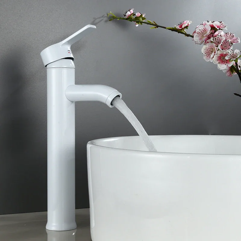 

White stainless steel table basin faucet European pure white toilet washbasin table under the basin hot and cold tap