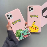 cute cartoon pokemon pikachu phone case for iphone 13 12 11 pro max mini xs 8 7 6 6s plus x se 2020 xr candy pink silicone cover