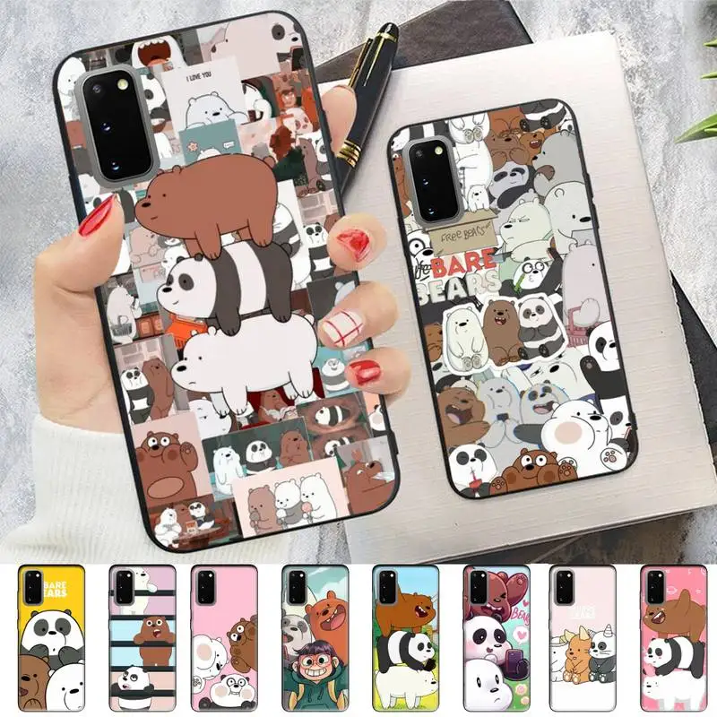

MINISO Cute Three Bears Phone Case for Samsung S10 21 20 9 8 plus lite S20 UlTRA 7edge