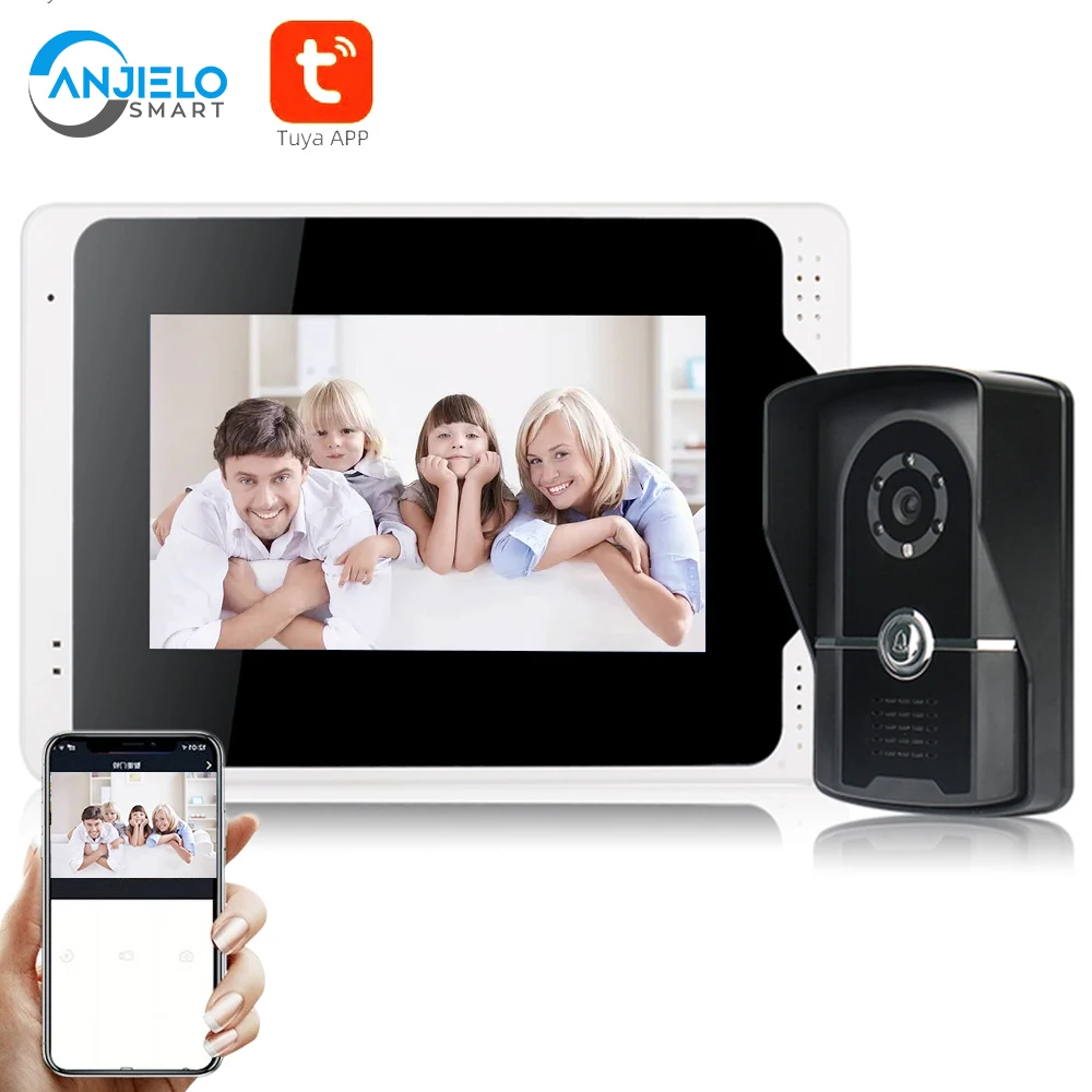 Tuya Video Intercom System Smart Home Vídeo Porteiro Wifi Video Doorbell With Surveillance Fingerprint Unlock Apartamentos 7inch