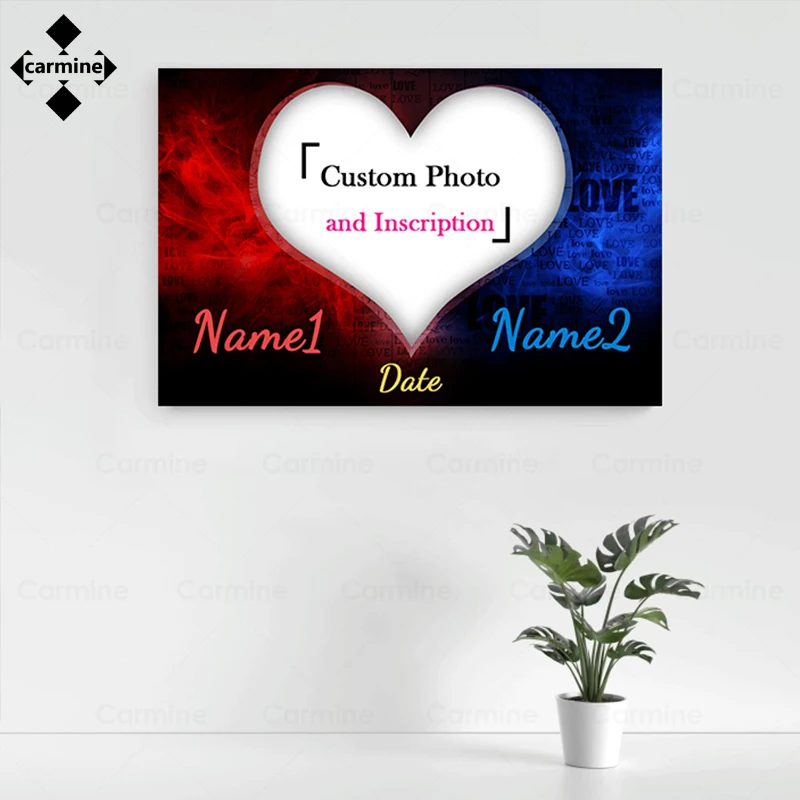 

Canvas with Custom Photo Canvas Painting Anniversary Day Wall Art Fusional Love Modern Style Canvas Poster for Family Decor Gift