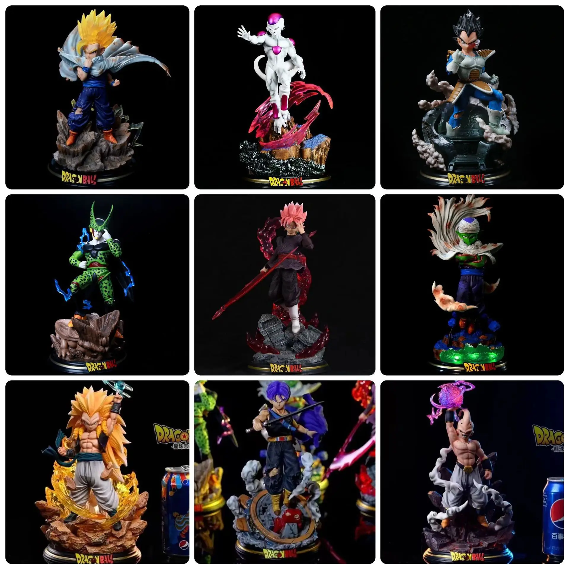 

Bandai Dragon Ball Figures with Light Goku Cell Piccolo Gohan Vegeta Cooler Majin Buu Anime Action Figurine Model Collectible