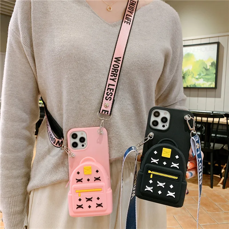 School Bag Cartoon Zero Wallet Suitable for Xiaomi 12TPRO Phone Case Red Rice NOTE11S Diagonal Strap Storage for Women