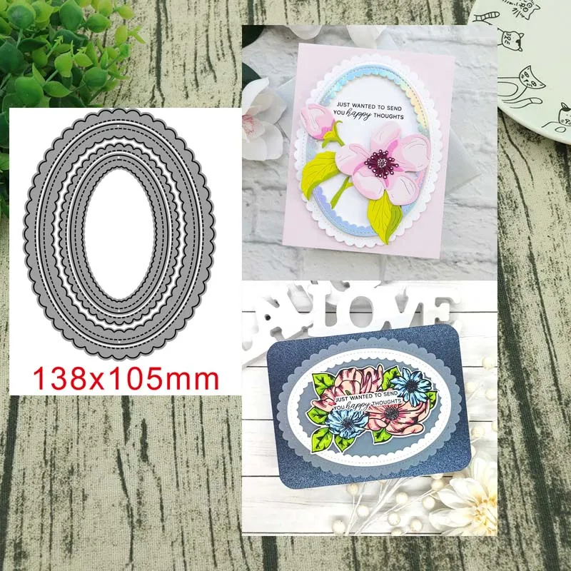

Addy craft Metal Cutting Dies Delicate Stitches Scalloped Oval For DIY Scrapbook Cutting Die Paper Cards Embossed Craft Die