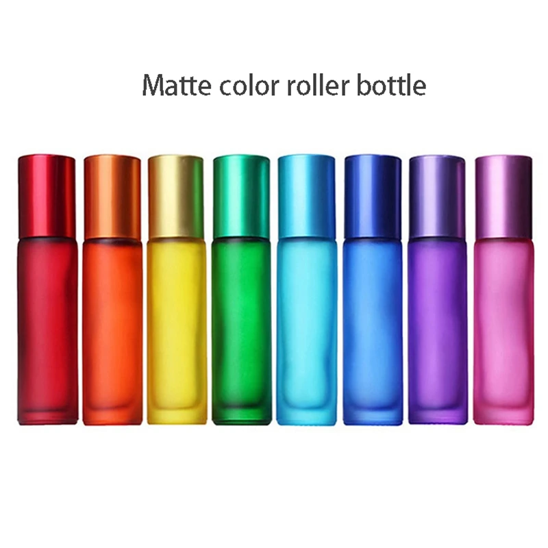 

New 10Pc Colorful Roll Bottles Glass Massage Roller Bottles Tube Vials Containers For Essential Oils Perfumes&Lip Balms10ml