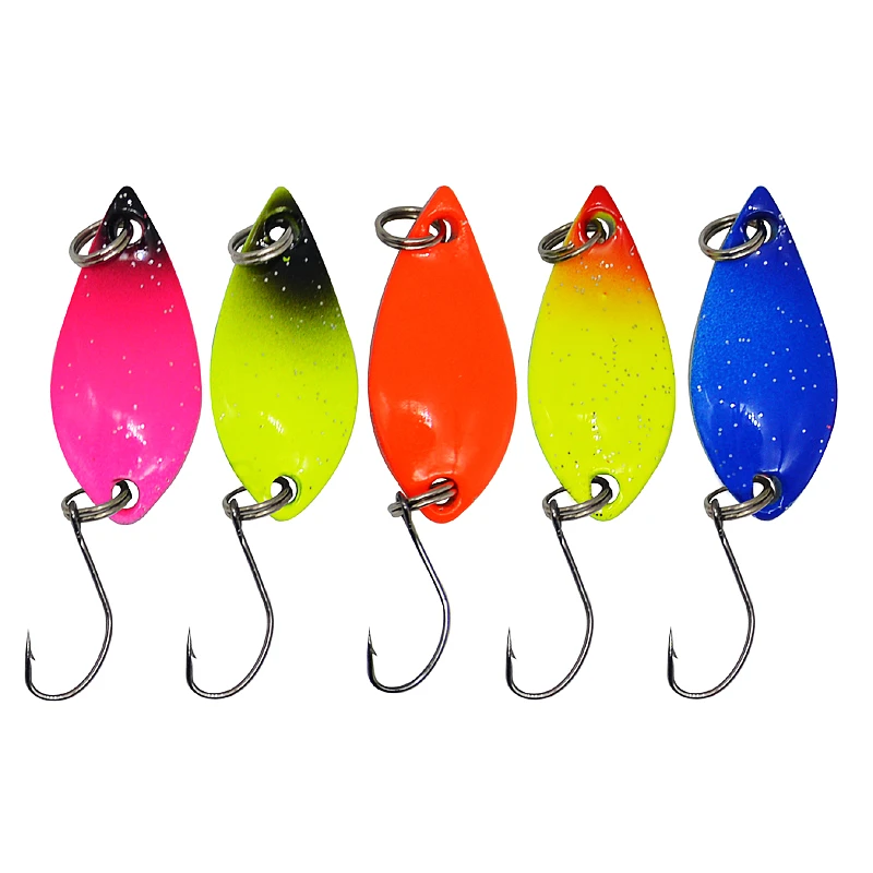 

WLDSLURE 5Pcs 5g 30mm Spoon Fishing Lure Metal Lures Hard Baits MOMO Spoon Mixed Colours Isca Artificial Trout Lure