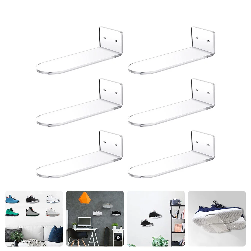 

Shoe Wall Shelves Display Shelf Acrylic Floating Stand Sneaker Mounted Rack Shoes Storage Clear Levitating Shelve Hanging Float