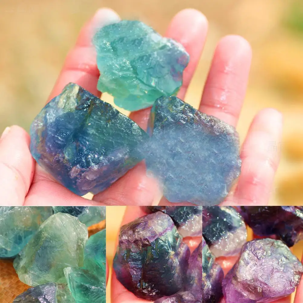 

Natural Rainbow Fluorite Crystals Rough Stones Purple Mineral Healing Decor Specimens Gemstones Home Collectible Crystals C1v8
